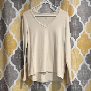 American Eagle Outfitters Cream V-Neck Long Sleeve Sweater